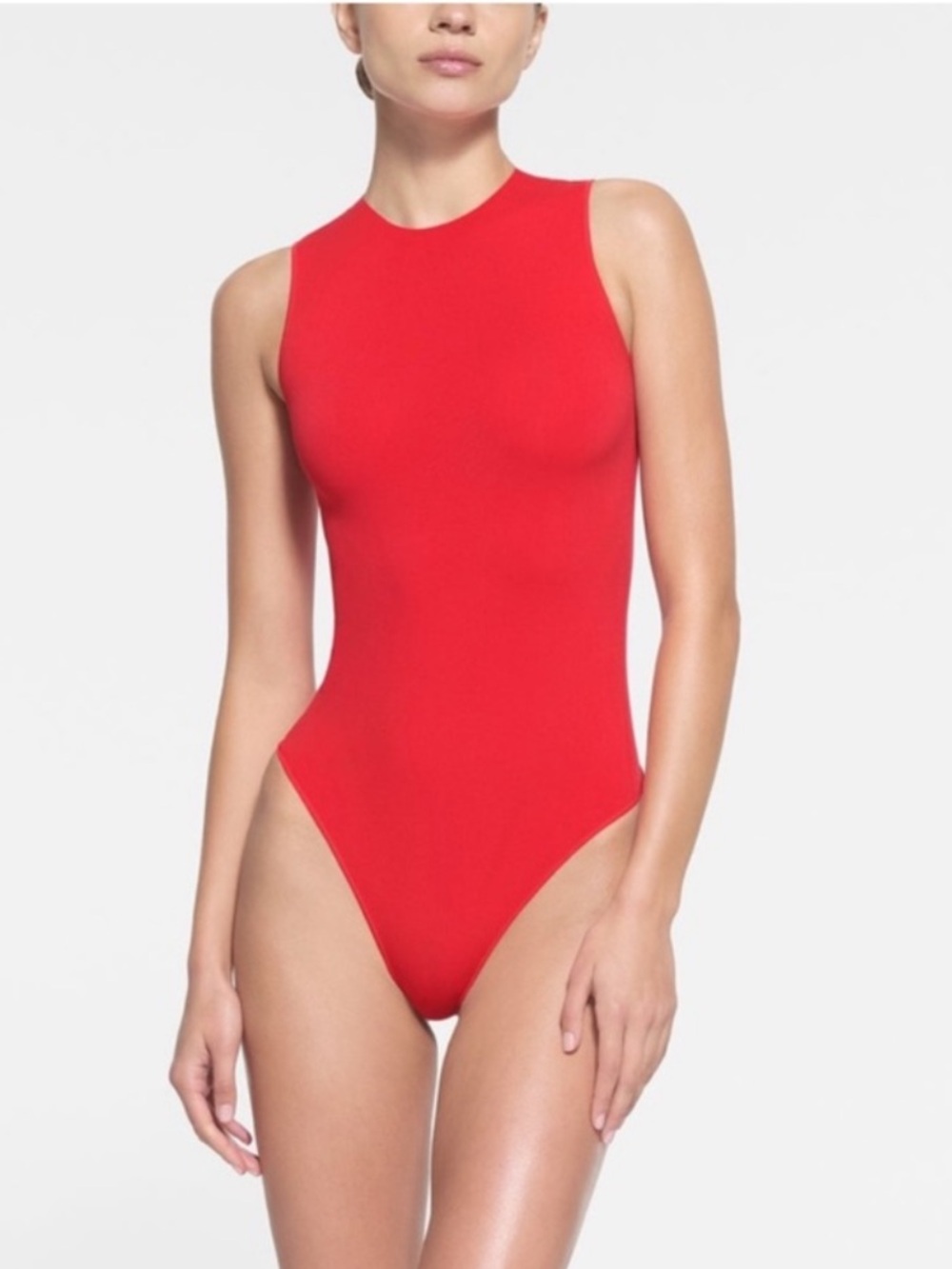SKIMS NWT Essential Crewneck Sleeveless Bodysuit - Red